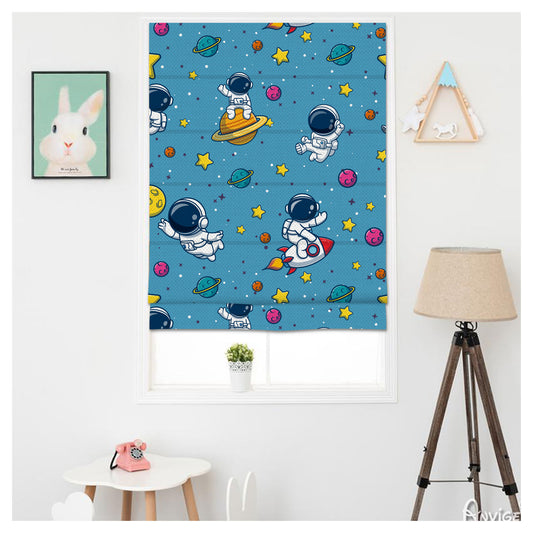Nursery Spaceman Pattern Print Window Roman Shade