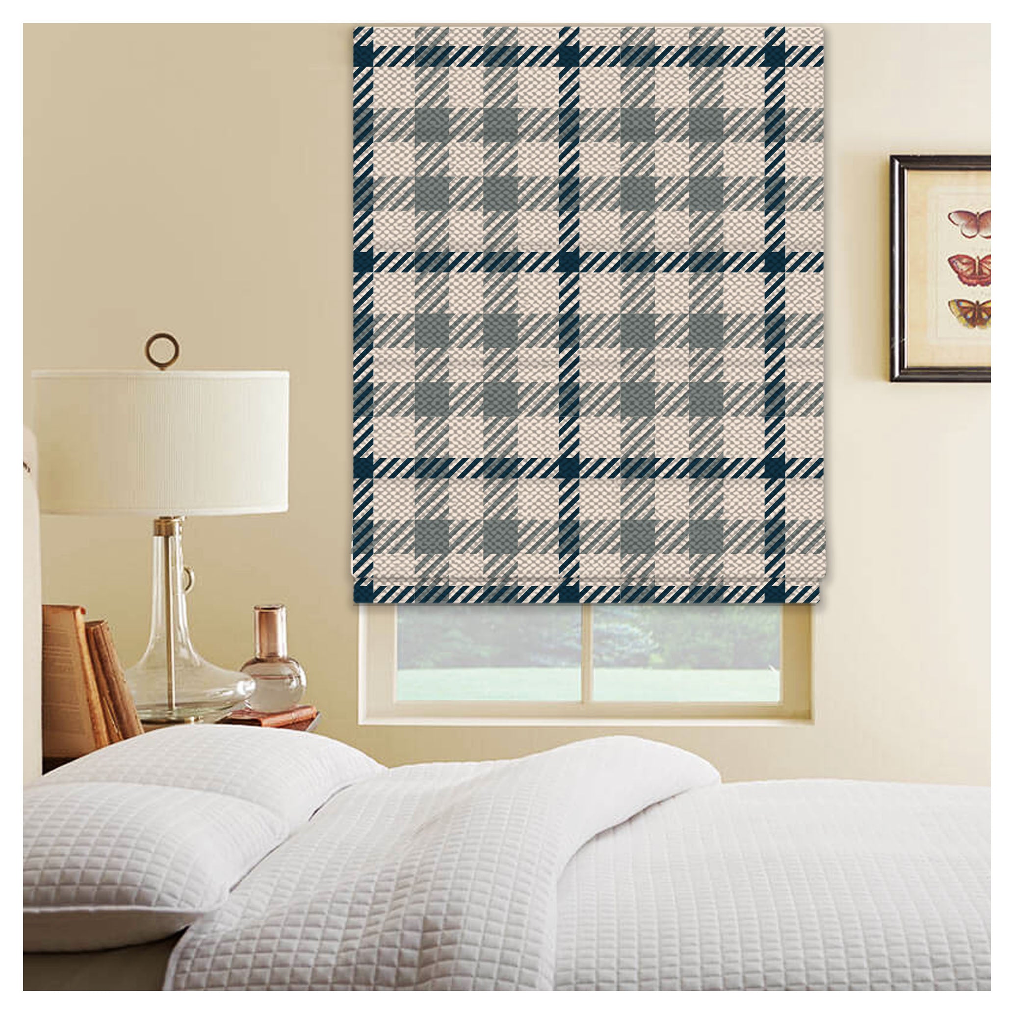 Shaded Pattern Window Elegant Tartan Pattern Print Window Roman Shade – Art Shades