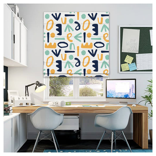 Seamless Abstract Color Shape Pattern Print Window Roman Shade