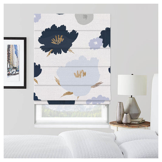 Hand Drawn Flowers Pattern Print Window Roman Shade