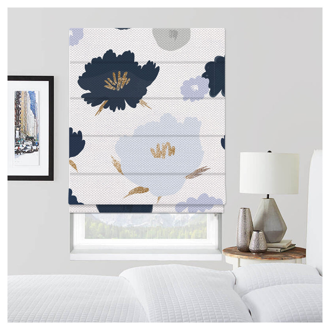 Hand Drawn Flowers Pattern Print Window Roman Shade