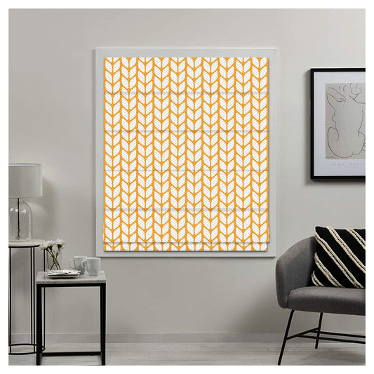 Golden Yellow Seamless Geometries Window Roman Shade
