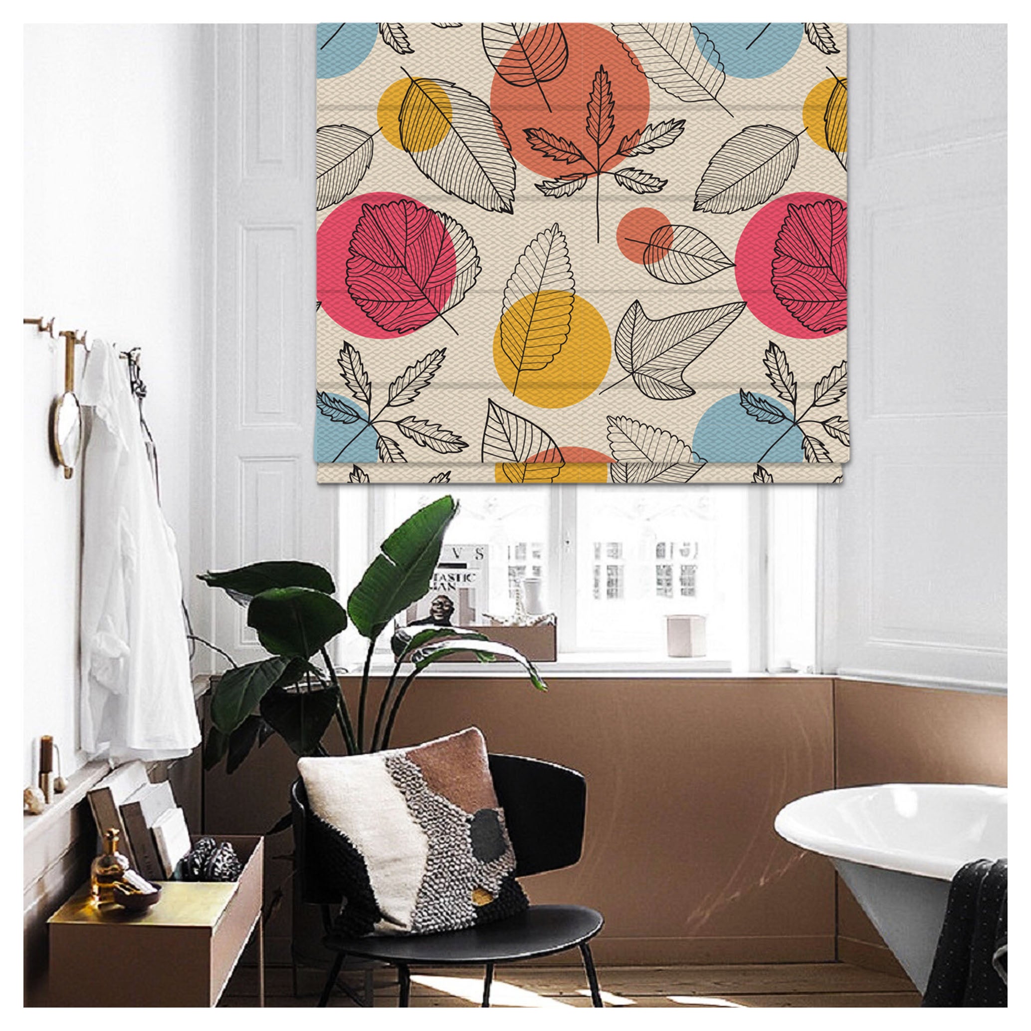 Shaded Pattern Window Leaves Seamless Autumn Pattern Print Window Roman Shade – Art Shades