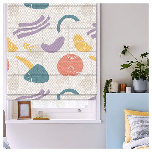 Organic Flat Abstract Pattern Print Window Roman Shade