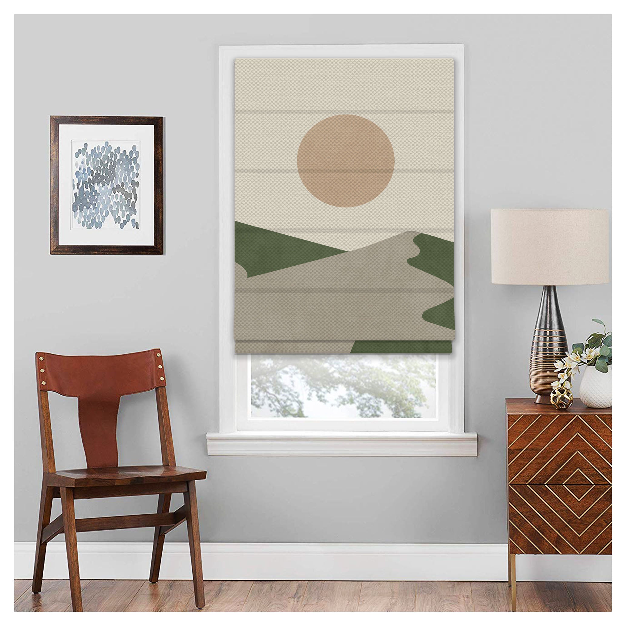 Shaded Pattern Window Sun & Mountain Contemporary Art Pattern Print Window Roman Shade – Art ...