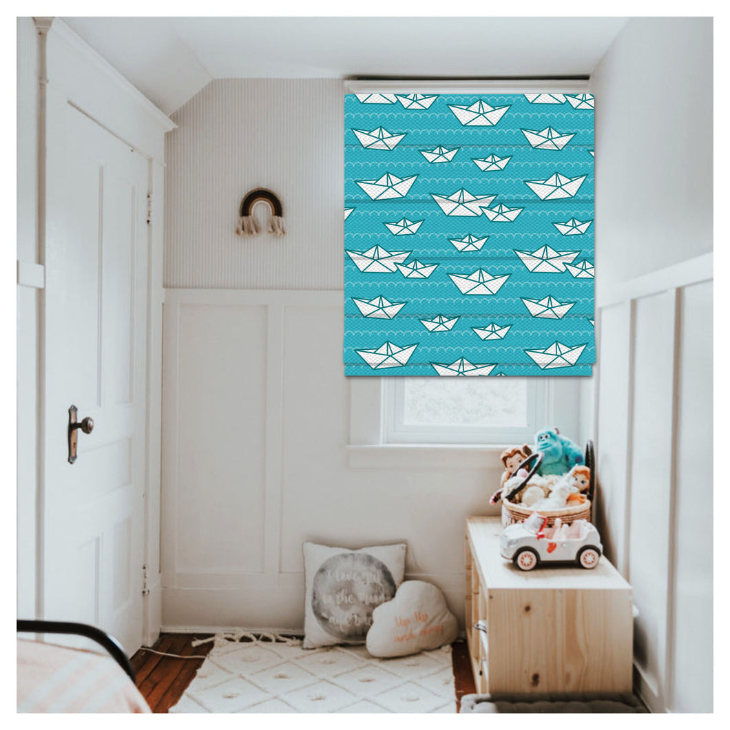 Paper Boat Nursery Kid Room Window Roman Shade
