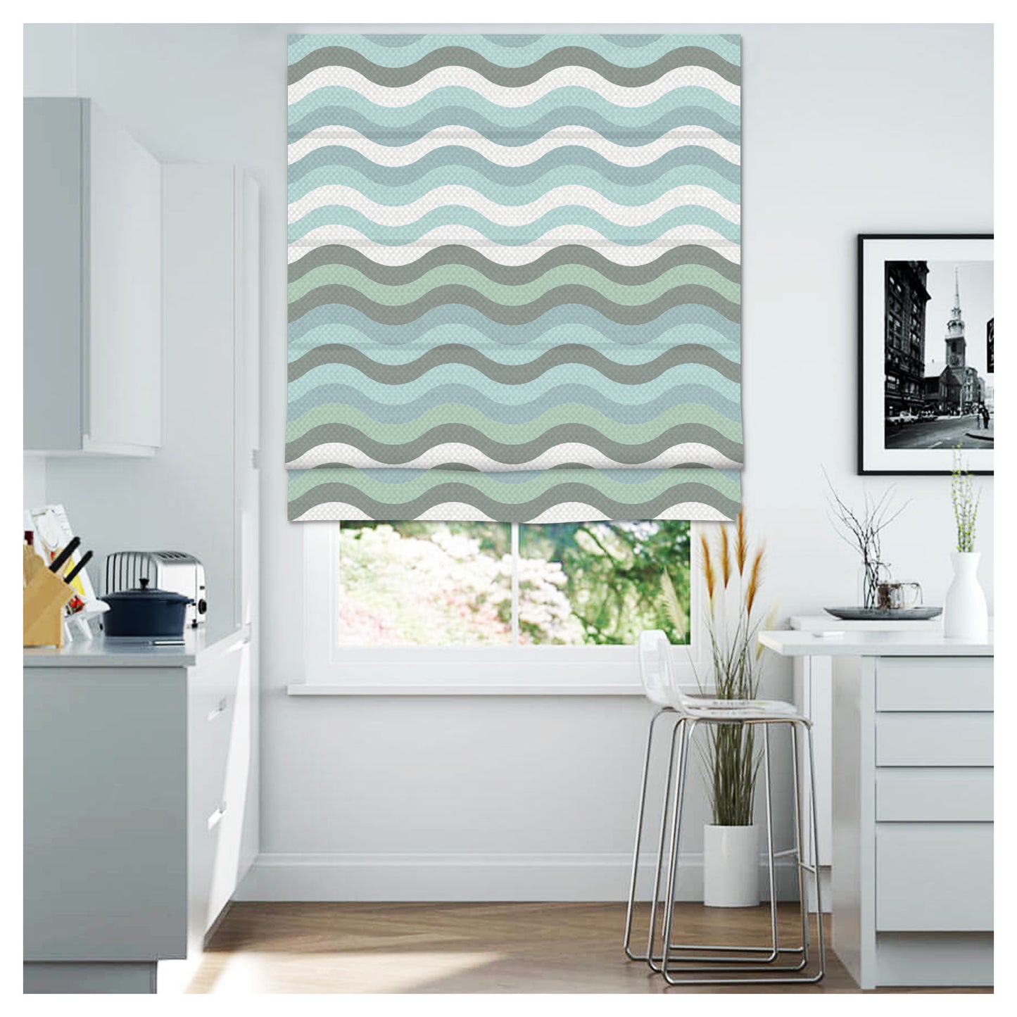 Pastel Curvy Wave Window Roman Shade