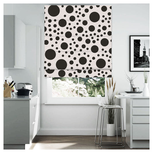 Black and White Polka Dot Window Roman Shade