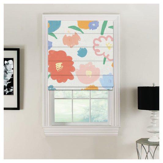 Hand Painted Pastel Cute Flower Petals Window Roman Shade