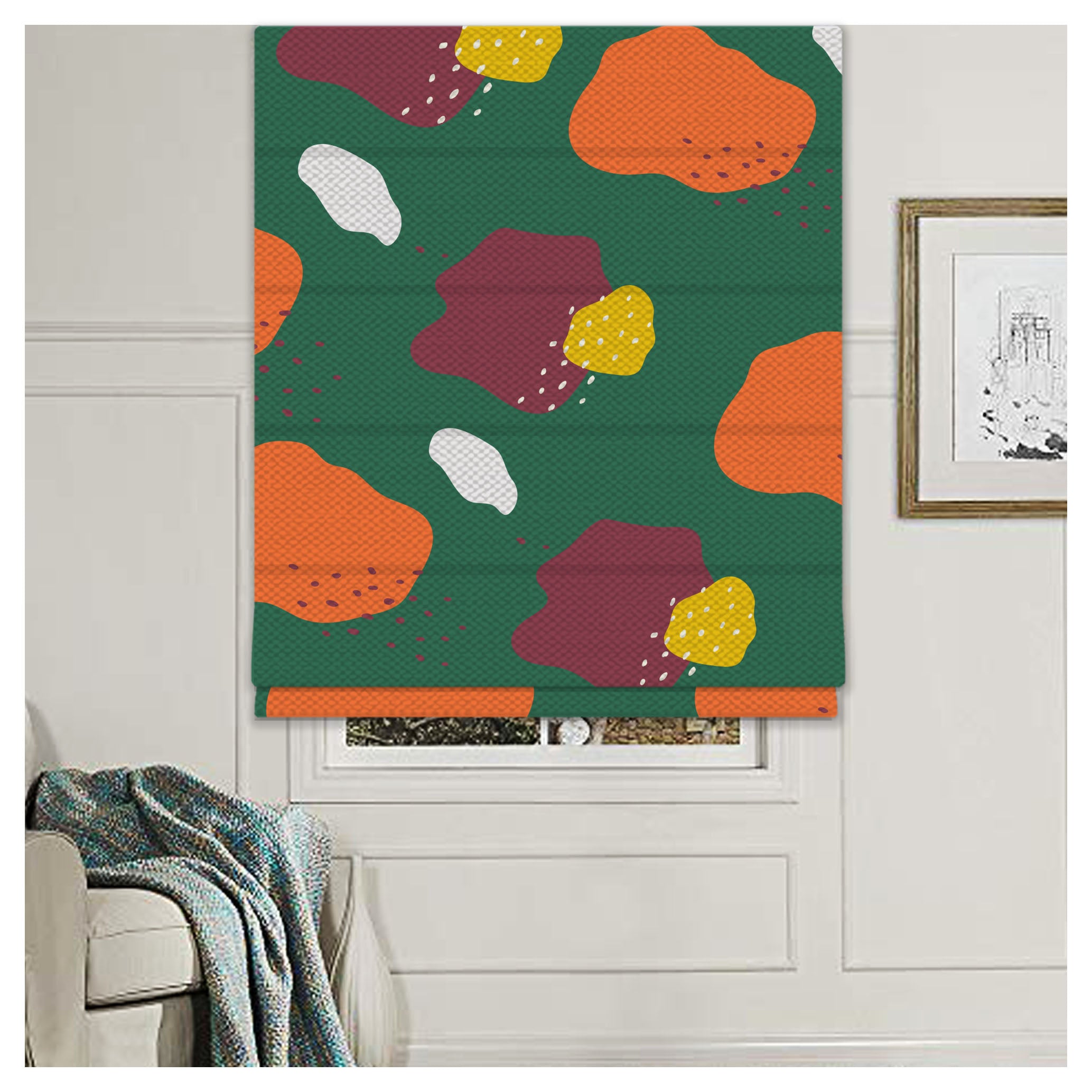Colorful Memphis Pattern Print Window Roman Shade – Art Shades