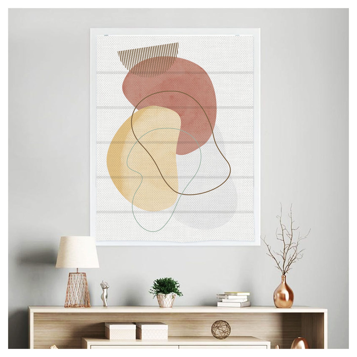 Boho Abstract Water Color Print Roman Shade