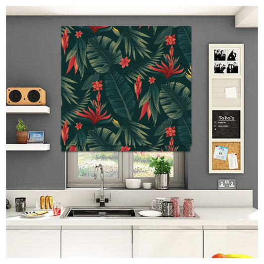 Tropical Flowers Pattern Print Window Roman Shade
