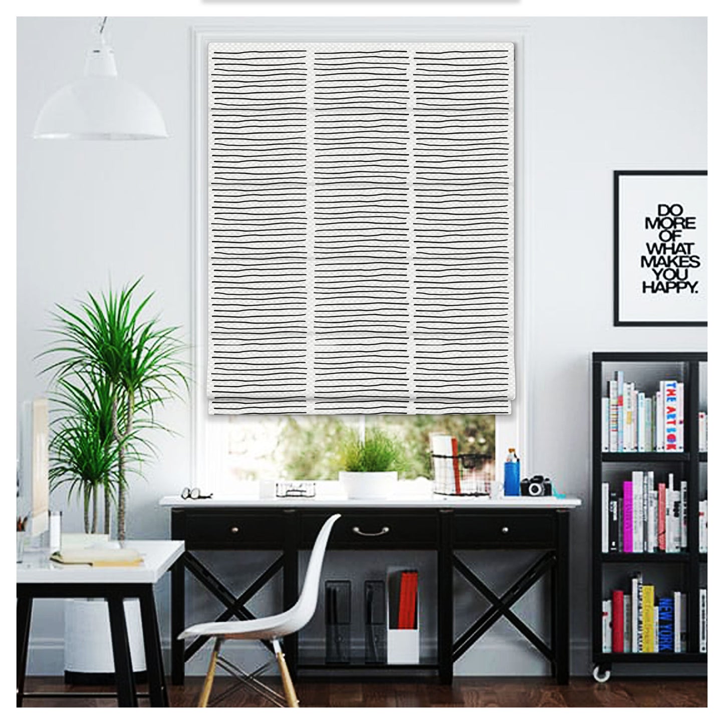 Hand Drawn Doodle Line Borders Scandinavian Window Roman Shade