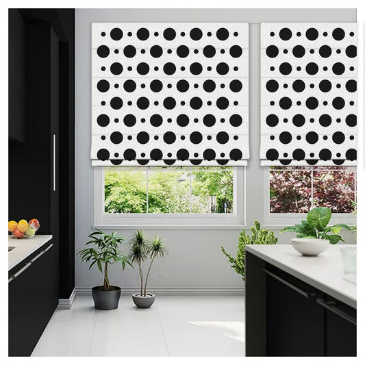 Black and White Circle Pattern Window Roman Shade