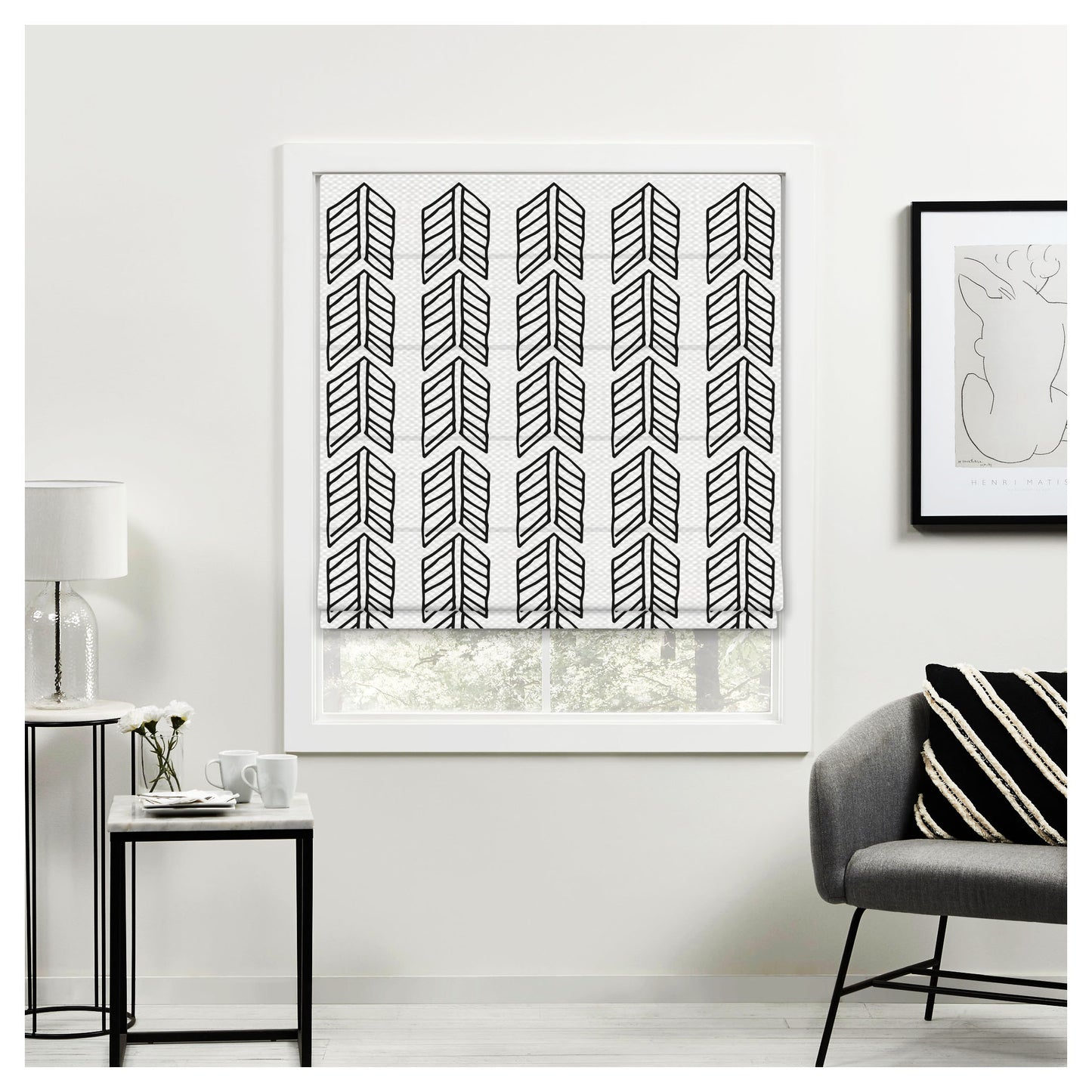 Doodle Hand Drawn Style Tribal Arrow Window Roman Shade