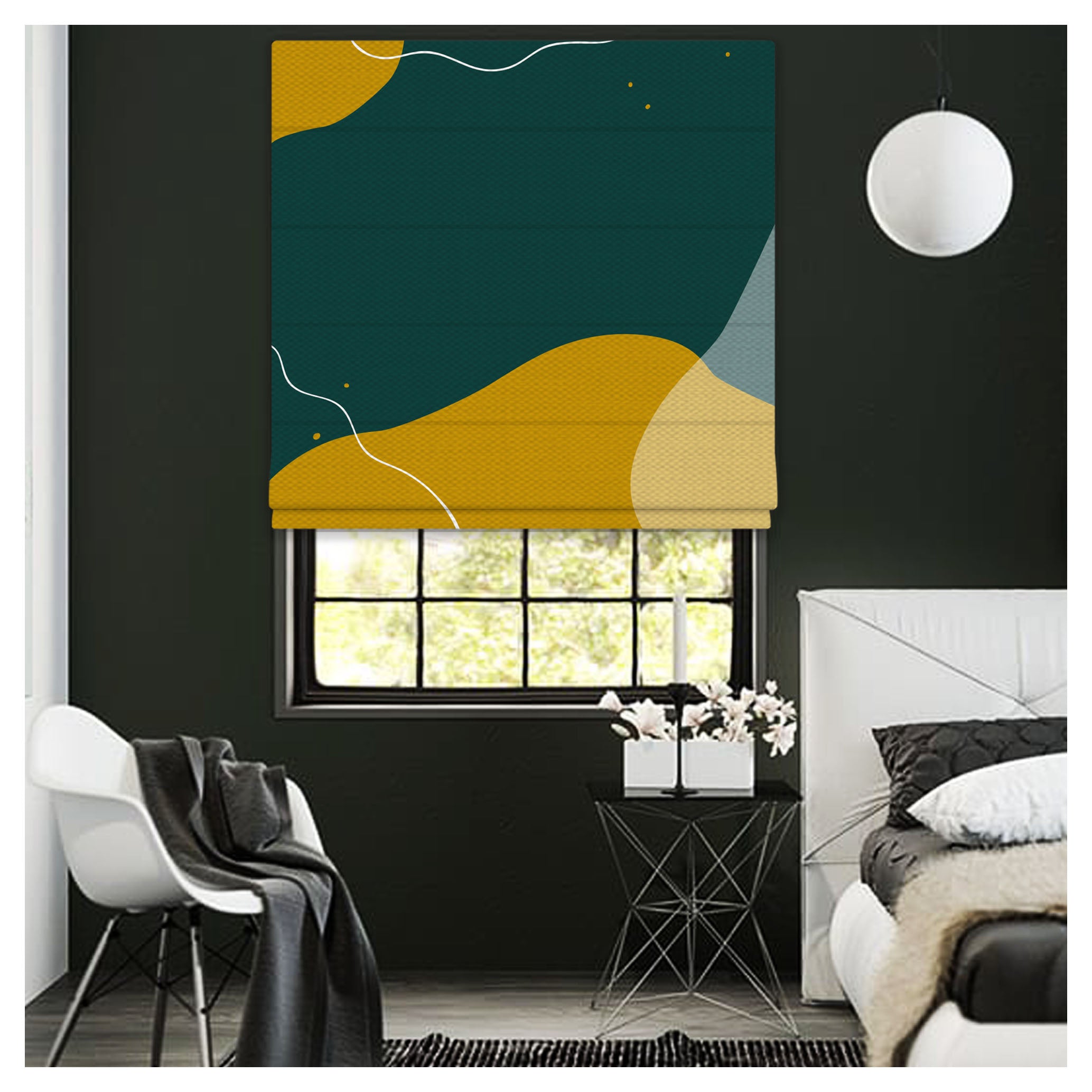 Shaded Pattern Window Abstract Pattern Scandinavian Print Window Roman Shade – Art Shades