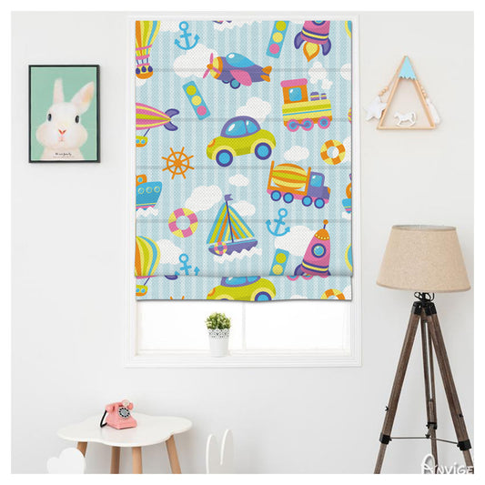 Nursery Automotive Boat Transportation Window Roman Shade