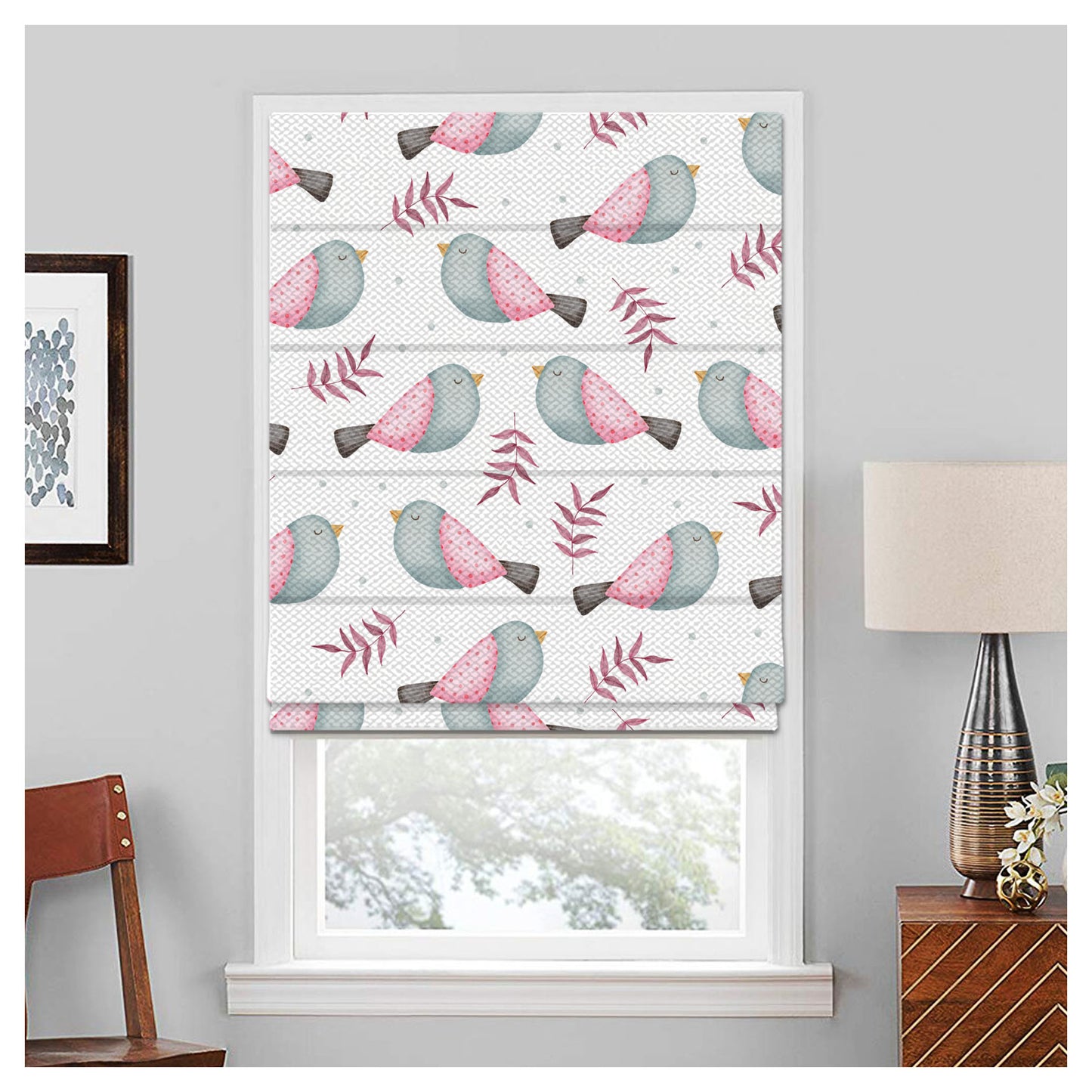 Spring Birds Window Roman Shade