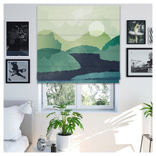Load image into Gallery viewer, Watercolor Abstract Mountain and Lake Window Roman Shade
