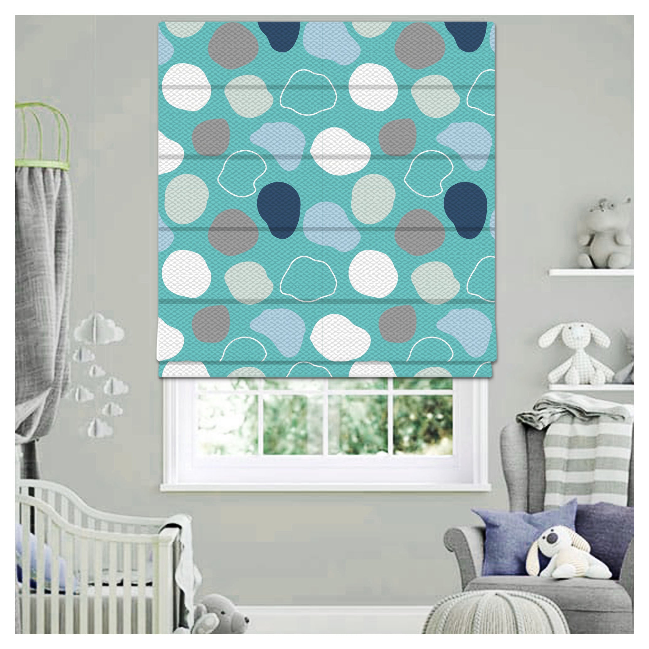 Seamless Hand Draw Nursery Pattern Print Window Roman Shade – Art Shades