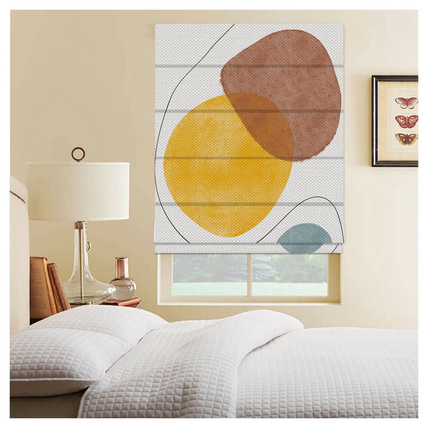 Abstract Watercolor Pattern Print Window Roman Shade