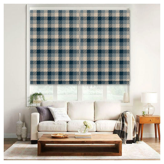 Elegant Tartan Pattern Print Window Roman Shade