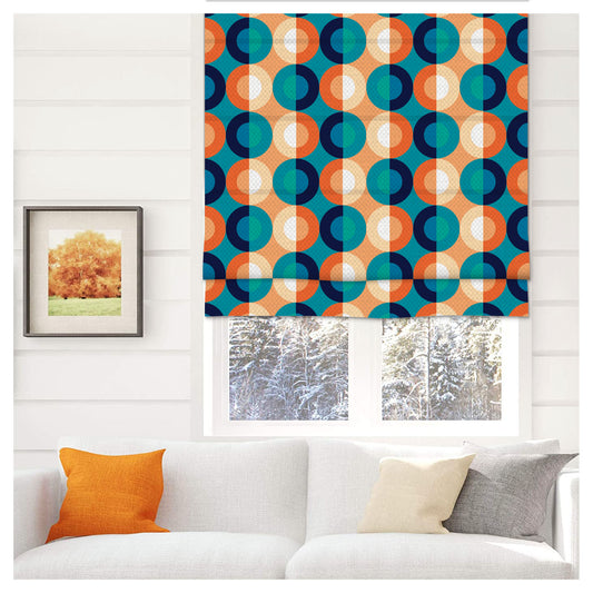 Retro Geometric Print Roman Shade