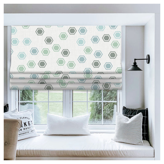 Hexagon Pattern Scandinavian Window Roman Shade