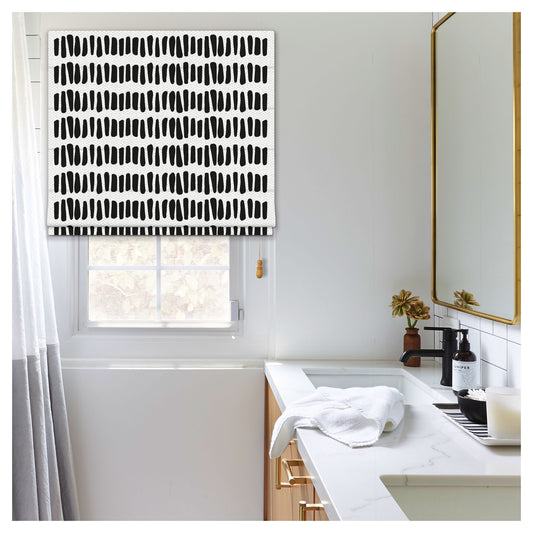Hand Drawn Doodle Thicker Line Stripes Scandinavian Window Roman Shade