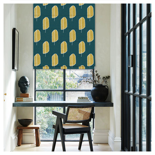 Forest Leaf Pattern Scandinavian Print Window Roman Shade