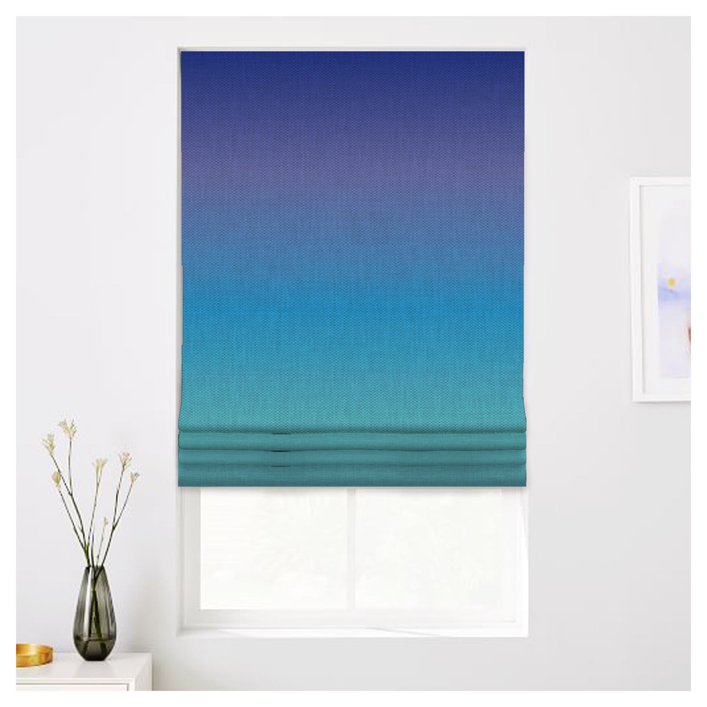 Blue Ombre Gradient Tone Roman Shade