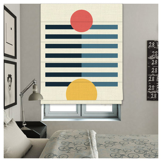 Collage Geometric Bauhaus Style Pattern Print Window Roman Shade