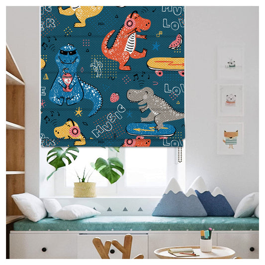 Dinosaur Nursery Pattern Print Window Roman Shade