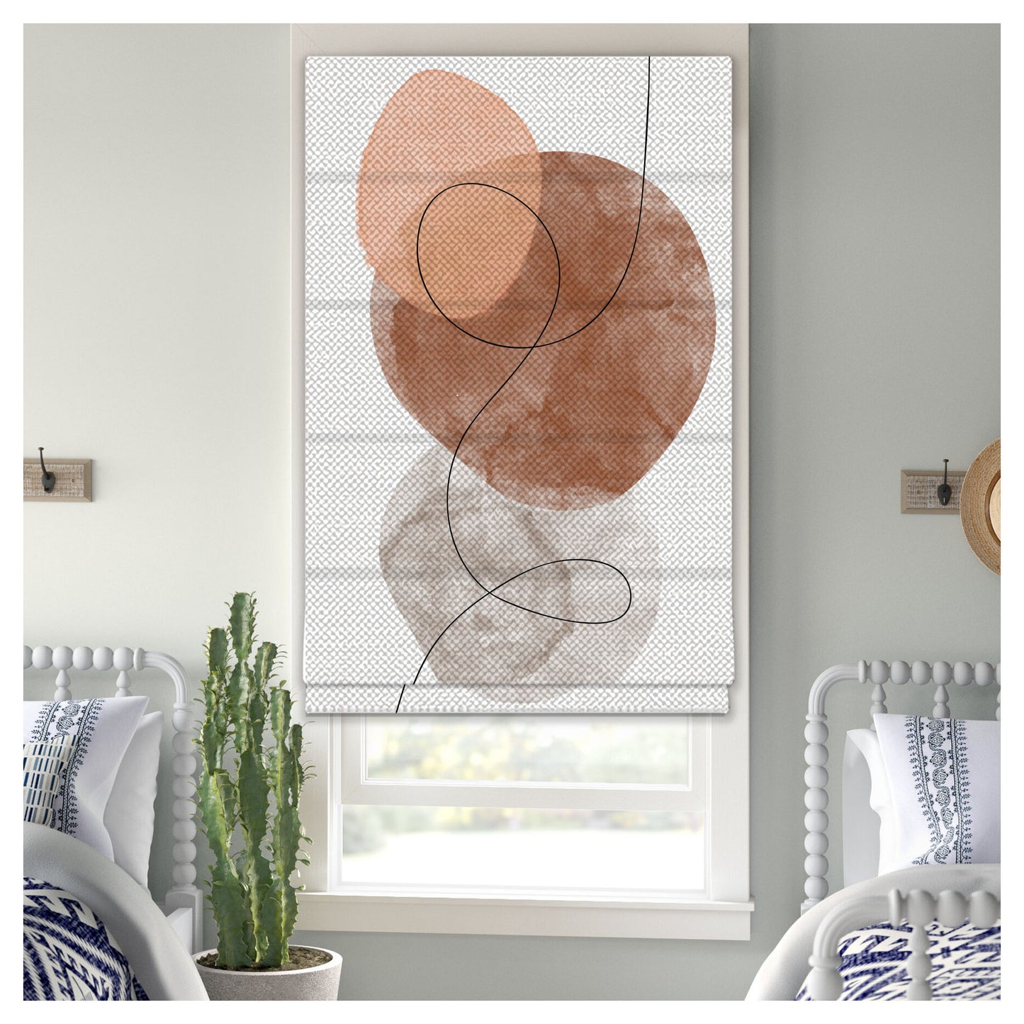 Abstract Watercolor Pattern Print Window Roman Shade