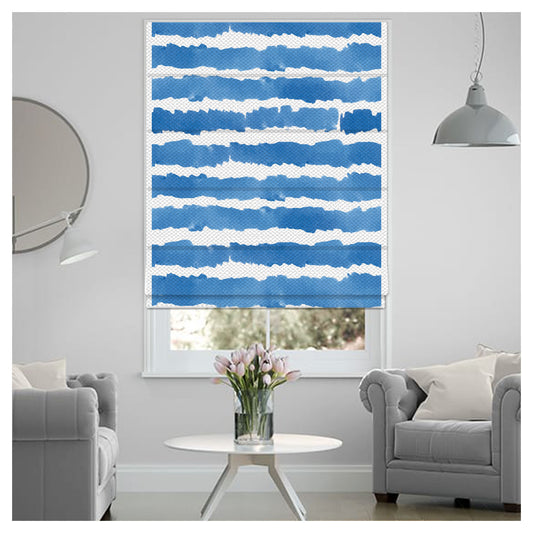 Blue Watercolor Stripes Painting Window Roman Shade