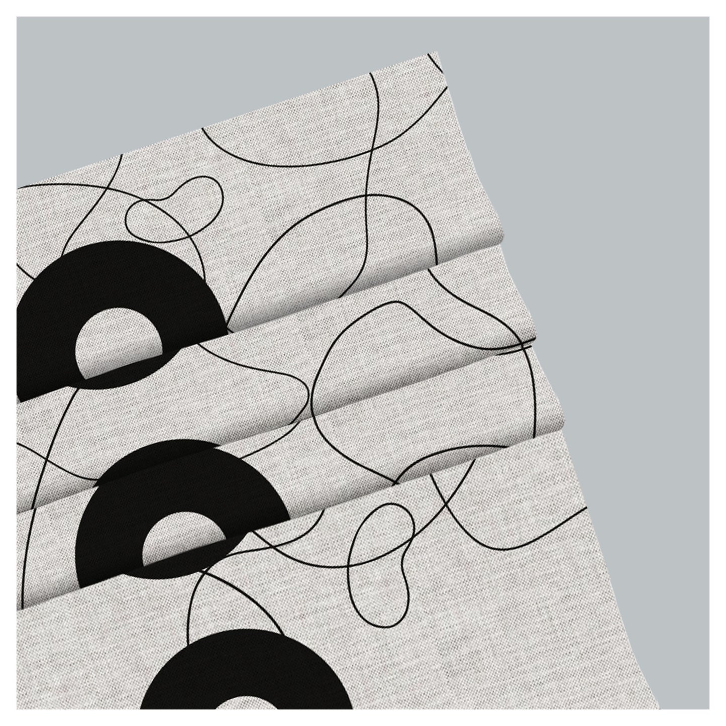 Abstract Doodle Line With Circle Pattern Print Window Roman Shade
