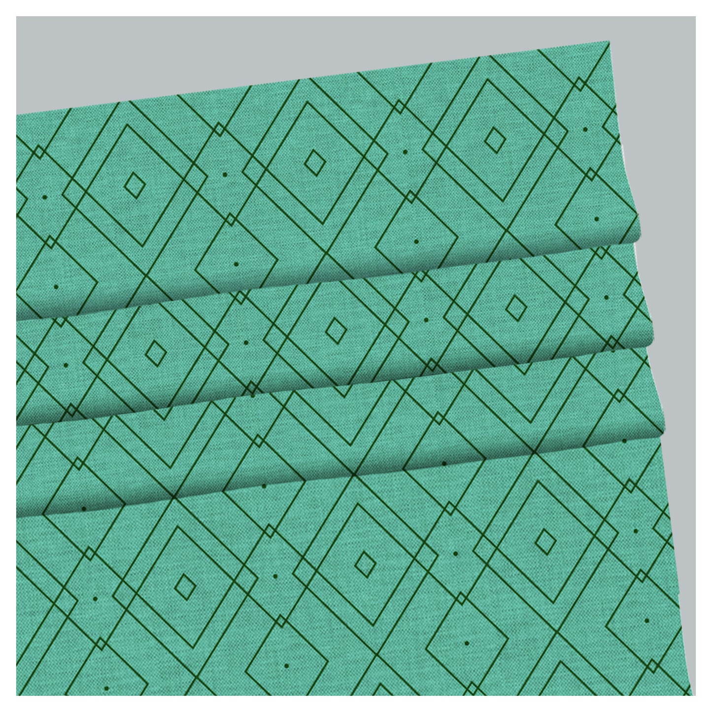 Mid Century Geometric Jade Green Window Roman Shade