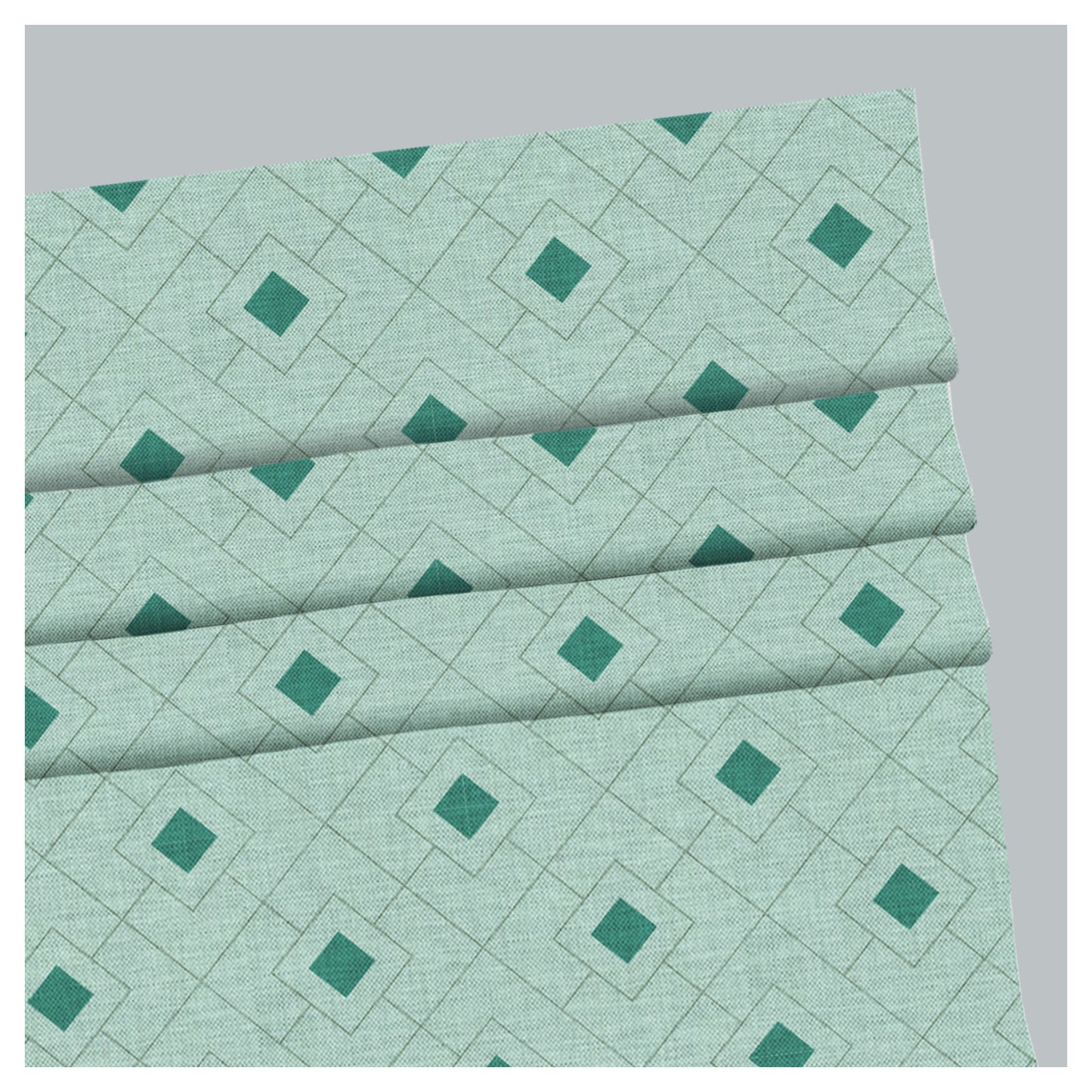 Mid Century Geometric Pattern Print Turquoise Window Roman Shade