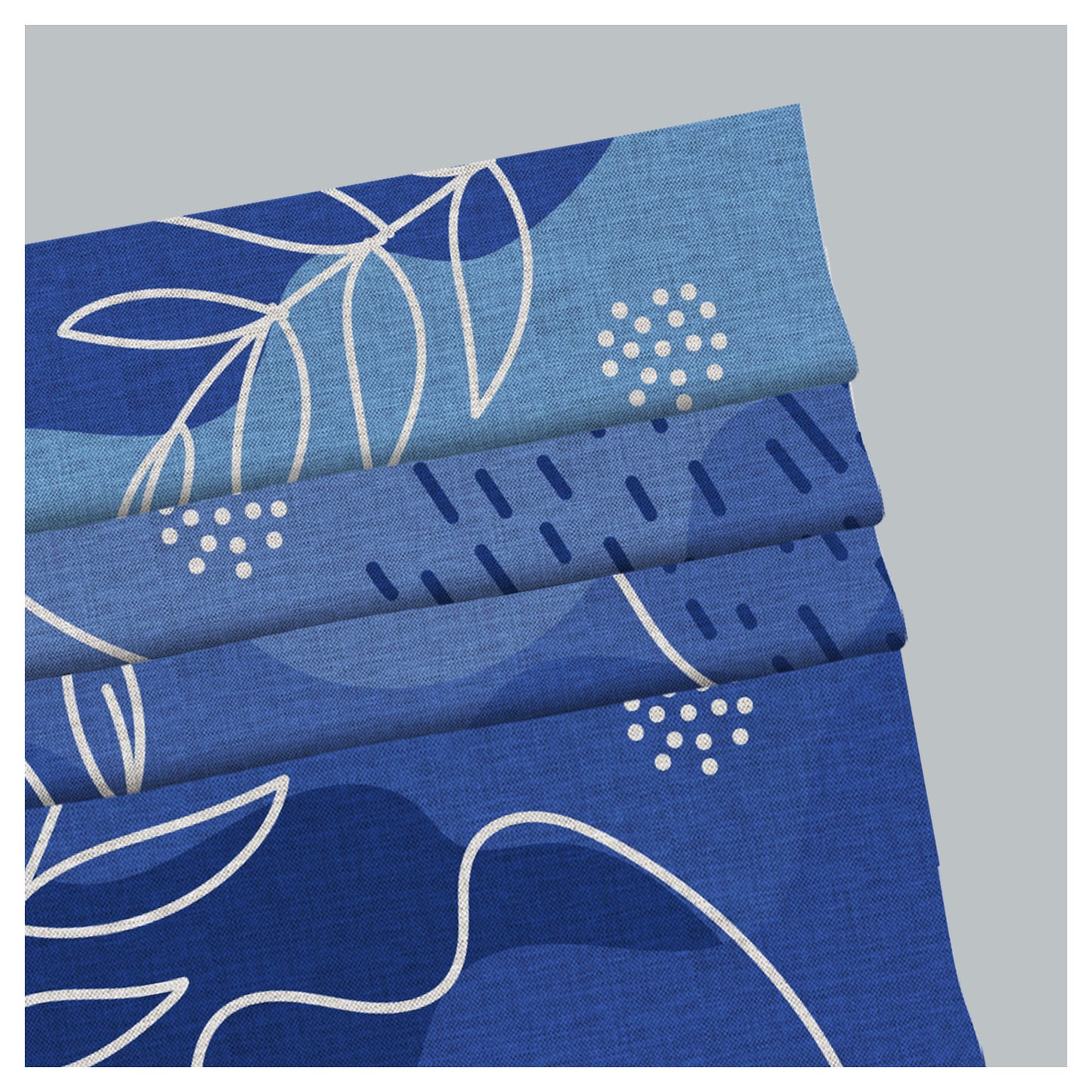 Abstract Organic Leaf Pattern Blue Print Window Roman Shade