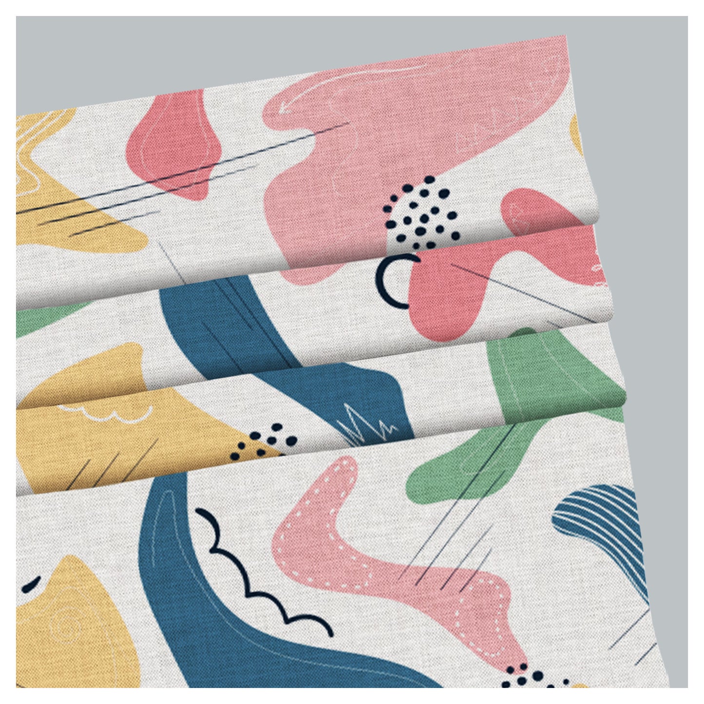 Hand Drawn Abstract Element Pattern Print Window Roman Shade