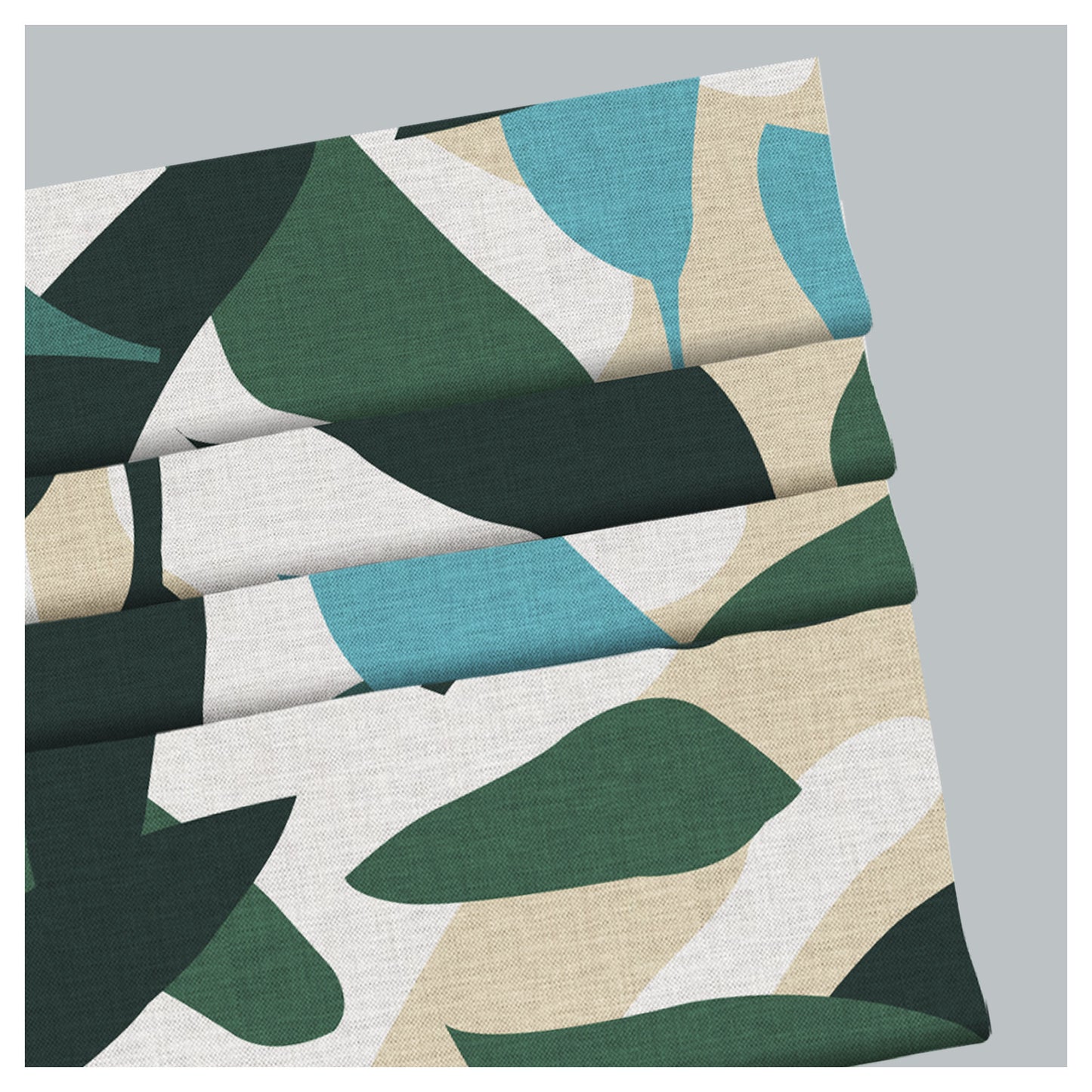 Abstract Botanical Palm Print Fabric Window Roman Shade
