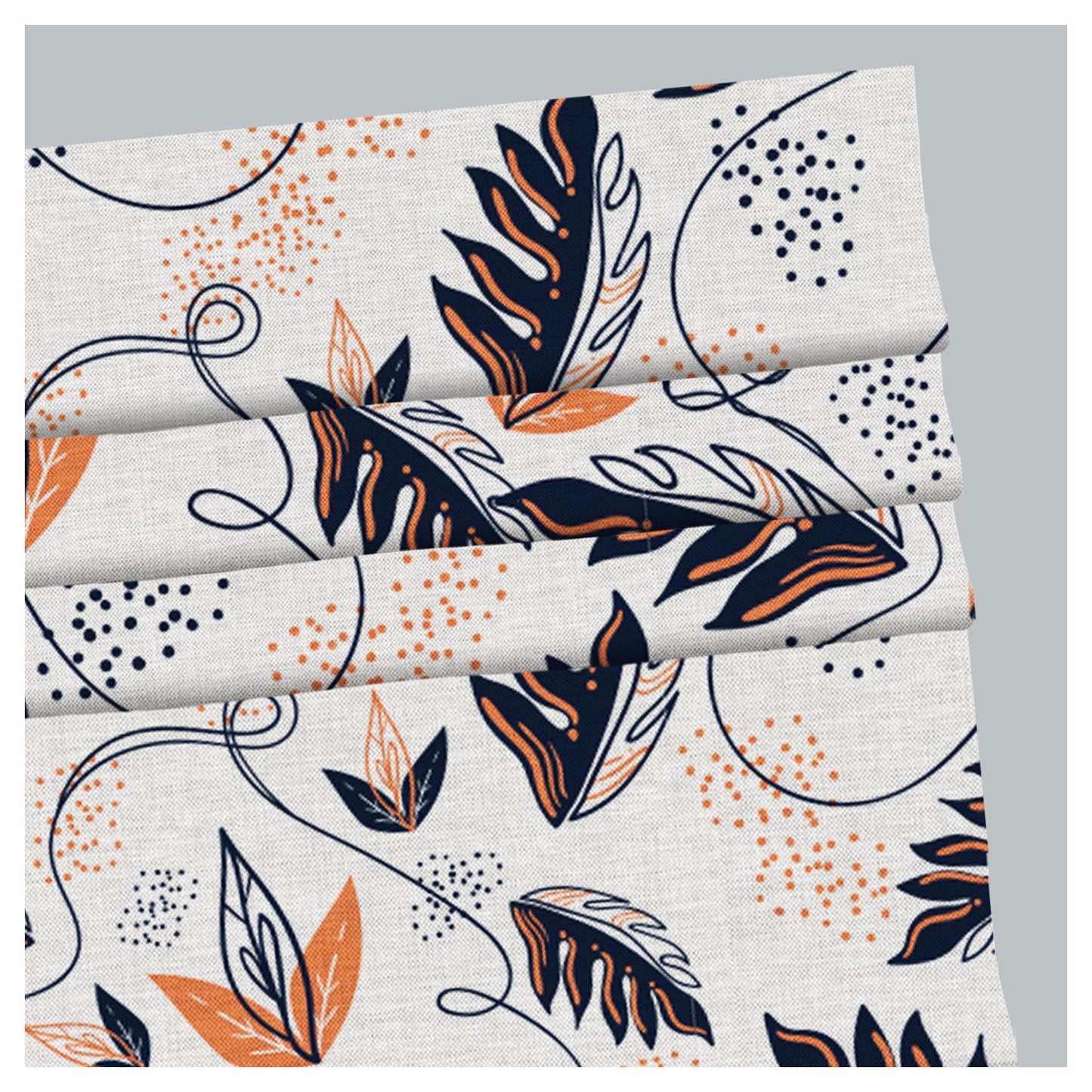 Hand Drawn Abstract Leaves Pattern Print Window Roman Shade