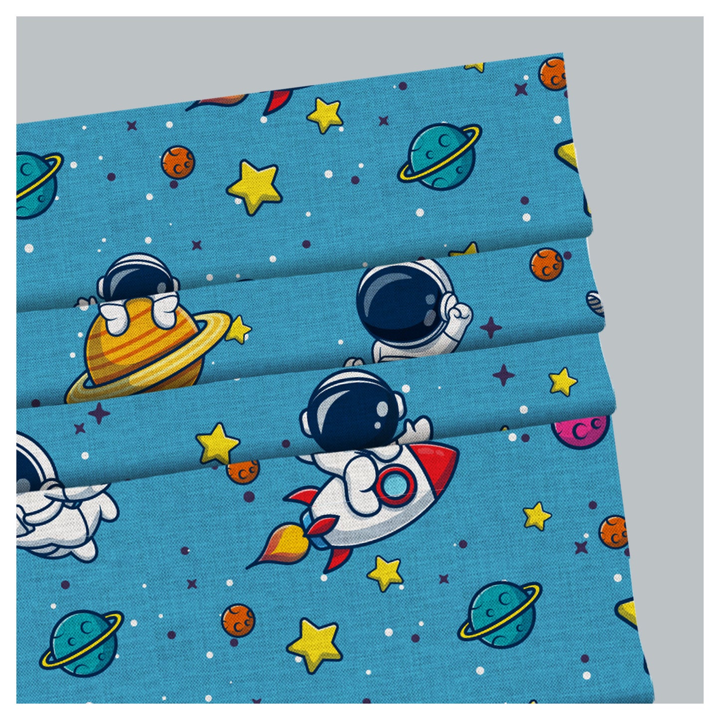 Nursery Spaceman Pattern Print Window Roman Shade