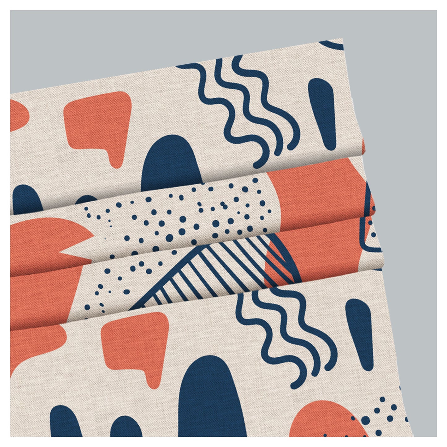 Abstract Various Shapes Pattern Linen Window Roman Shade