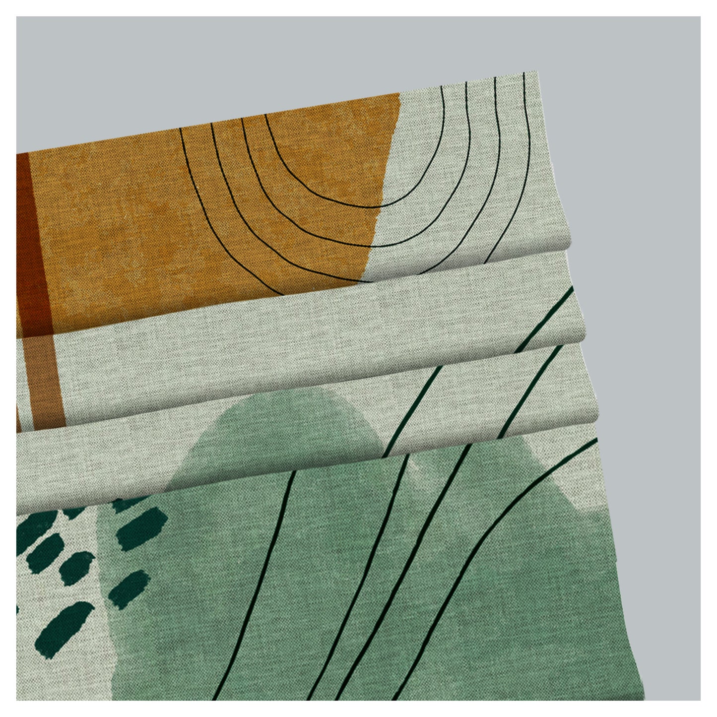 Midcentury Boho Water Color Shapes Window Roman Shade