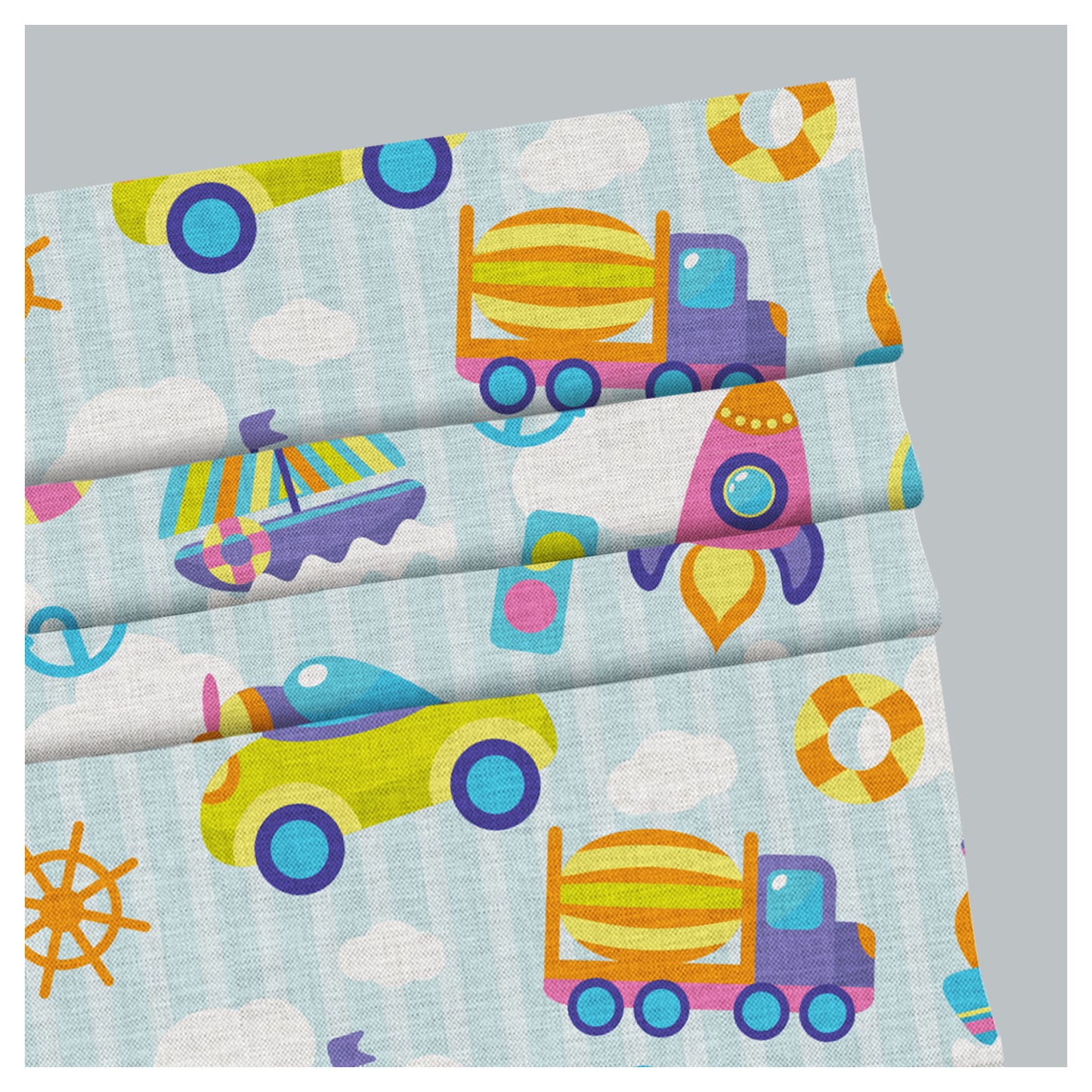 Nursery Automotive Boat Transportation Window Roman Shade