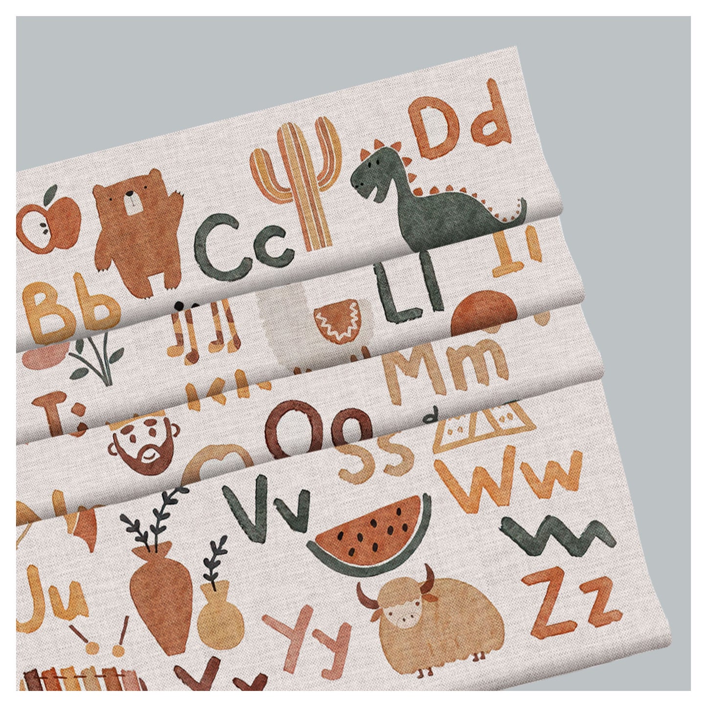 Nursery Boho Alphabet Letters Art Pattern Print Window Roman Shade