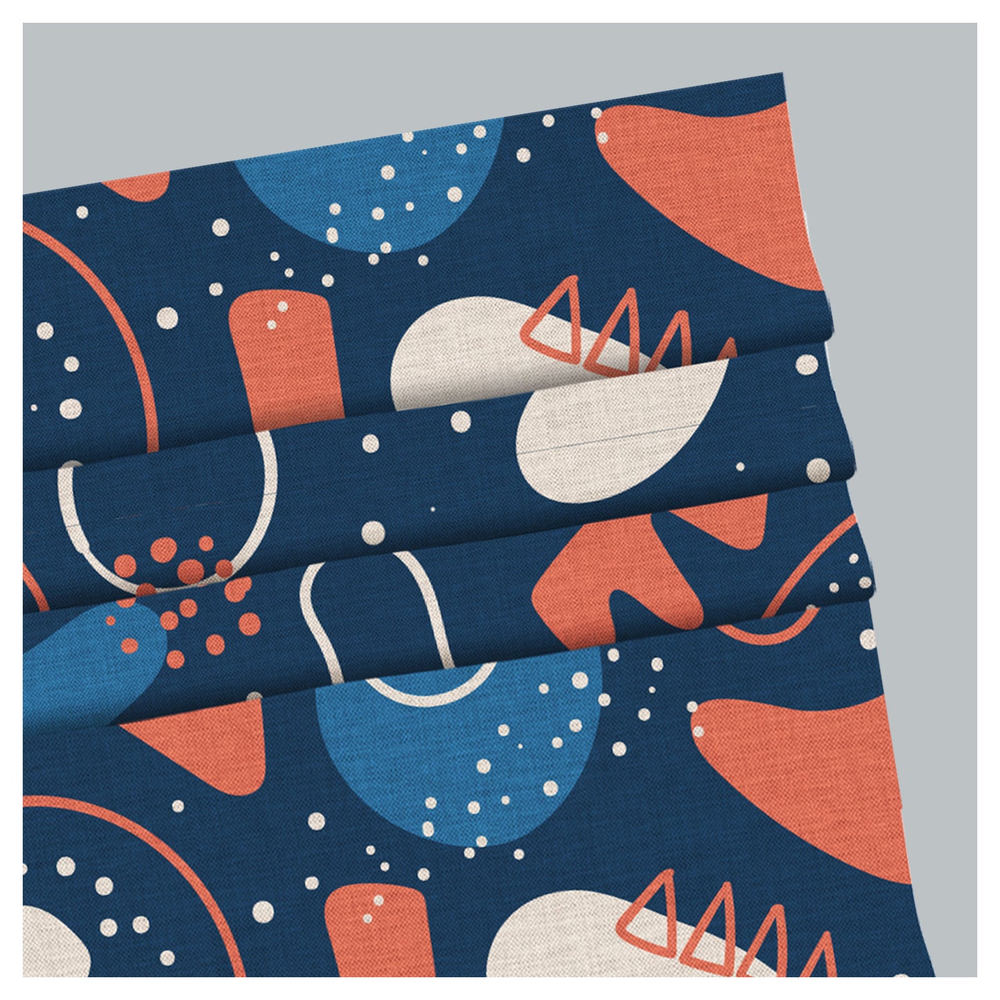 Abstract Various Shapes Pattern Linen Window Roman Shade