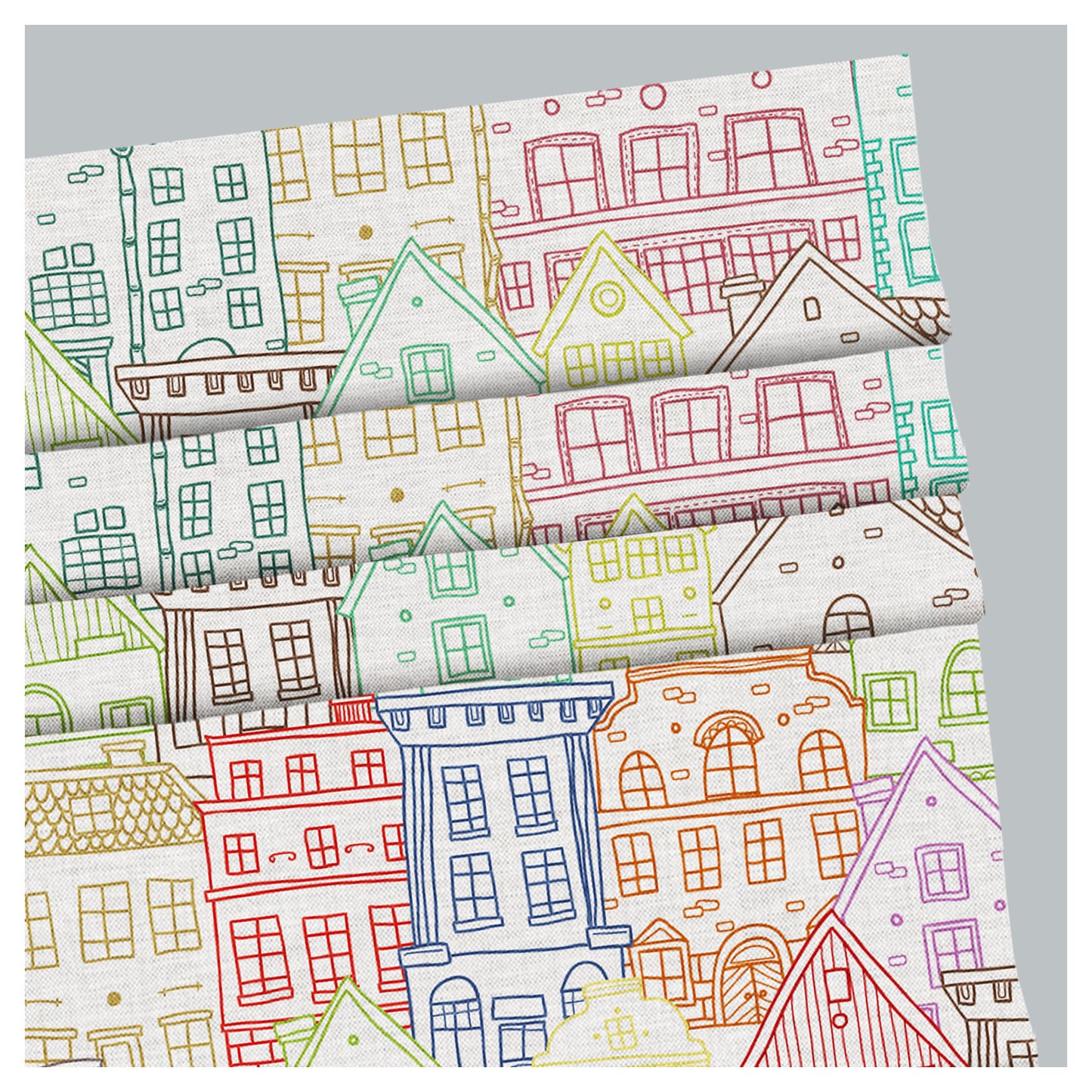 Nursery Doodle Houses Window Roman Shade