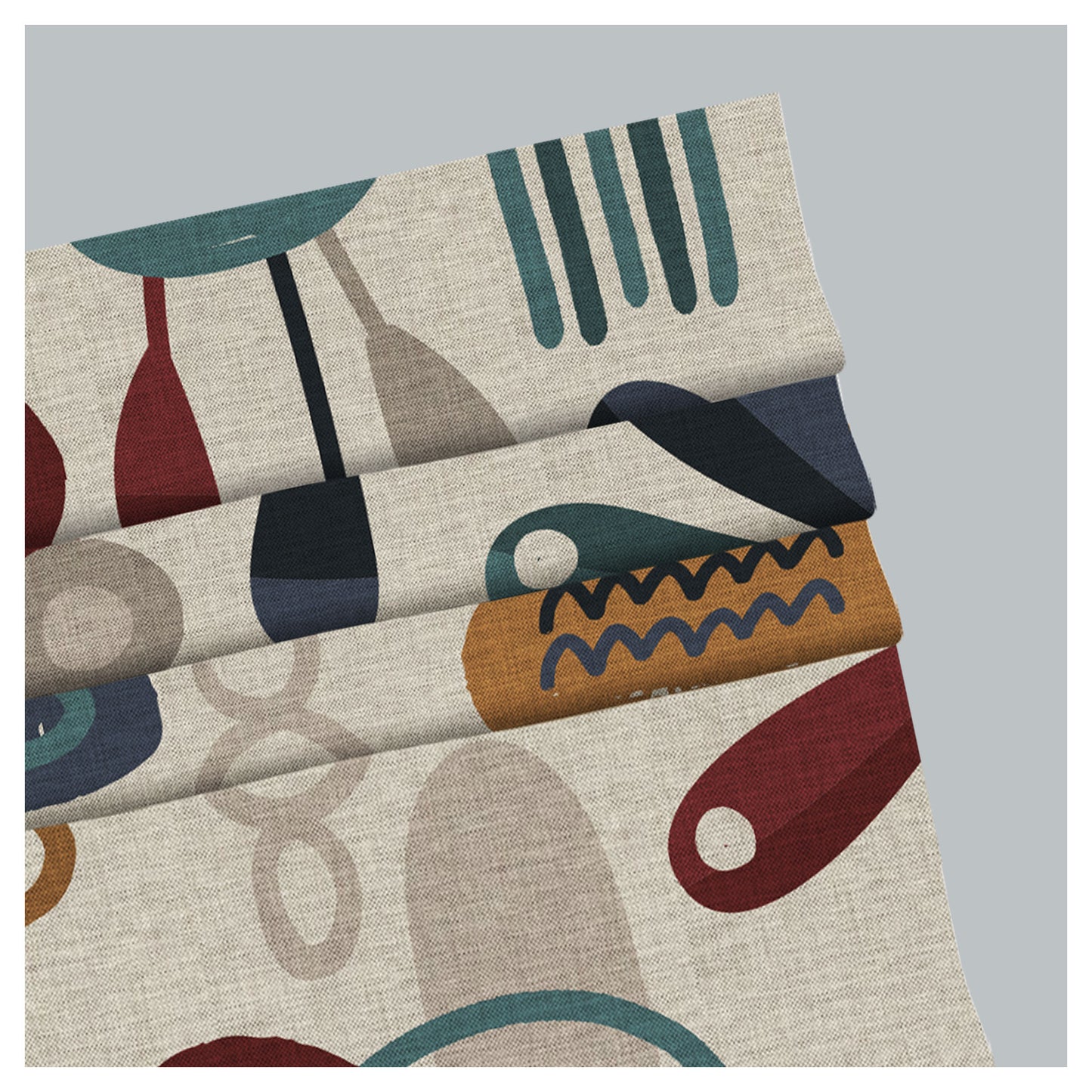 Abstract Hand Drawn Shapes Pattern Print Window Roman Shade
